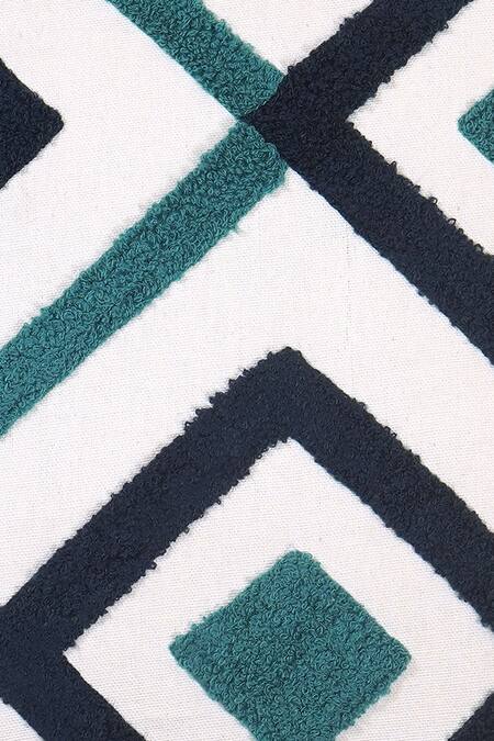 Buy_Ode & Cloe_Blue Velvet Textured Smocked And Tufted 5 Pcs Cushion Covers_Online_at_Aza_Fashions