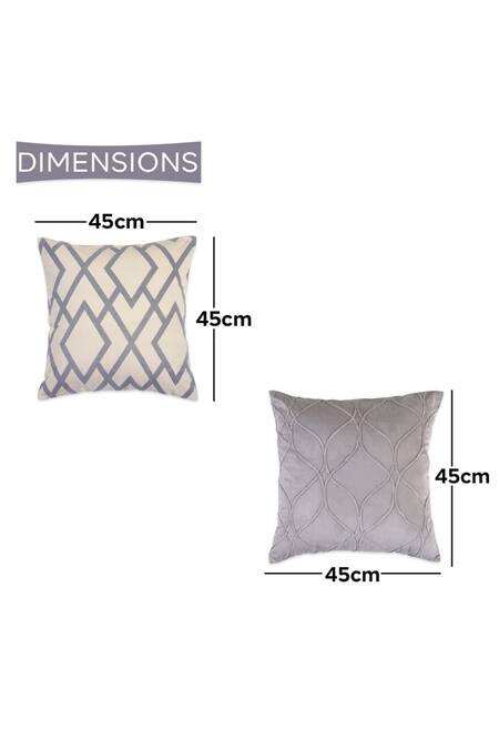 Ode & Cloe Grey Velvet Cord, Flog Printed And Embroidered 5 Pcs Cushion Covers Online at Aza Fashions Ode & Cloe_Grey Velvet Cord, Flog Printed And Embroidered 5 Pcs Cushion Covers_Online_at_Aza_Fashions
