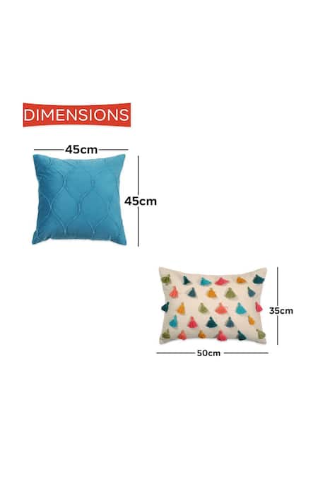 Ode & Cloe_Blue Velvet Dori Mughal Embroidered 5 Pcs Cushion Covers_Online_at_Aza_Fashions