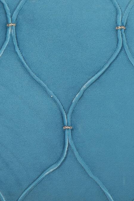 Shop_Ode & Cloe_Blue Velvet Dori Mughal Embroidered 5 Pcs Cushion Covers_Online_at_Aza_Fashions