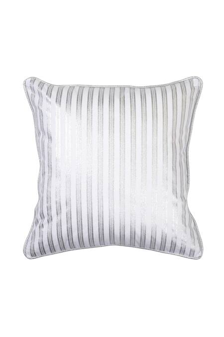 Shop Ode & Cloe Silver Cotton Print Foil 5 Pcs Cushion Covers Online at Aza Fashions Shop_Ode & Cloe_Silver Cotton Print Foil 5 Pcs Cushion Covers_Online_at_Aza_Fashions