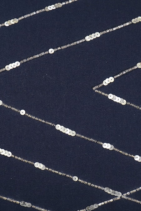 Buy_Ode & Cloe_Off White Cotton Embroidery Geometric And Beads 5 Pcs Cushion Covers_Online_at_Aza_Fashions