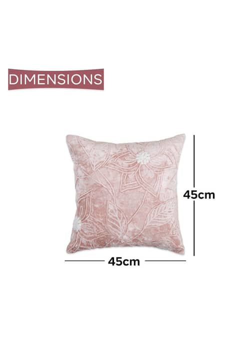Ode & Cloe_Peach Velvet Embroidery Floral 3 Pcs Cushion Covers_Online_at_Aza_Fashions