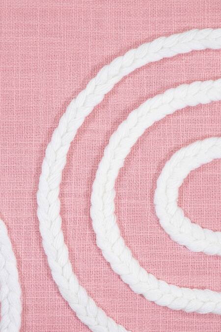 Ode & Cloe_Peach Velvet Embroidery Floral And Cord 5 Pcs Cushion Covers_at_Aza_Fashions