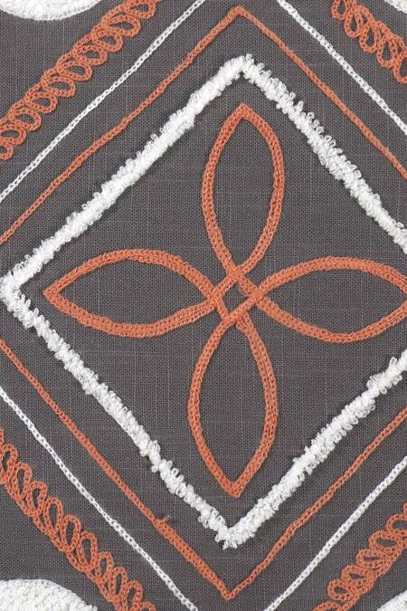 Ode & Cloe Grey Cotton Embroidery Diamond And Tassel 5 Pcs Cushion Covers at Aza Fashions Ode & Cloe_Grey Cotton Embroidery Diamond And Tassel 5 Pcs Cushion Covers_at_Aza_Fashions