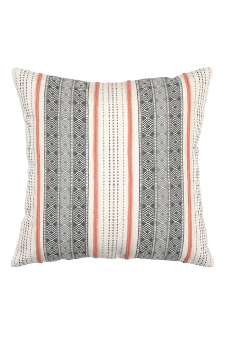Buy Ode & Cloe Grey Cotton Embroidery Diamond And Tassel 5 Pcs Cushion Covers Buy_Ode & Cloe_Grey Cotton Embroidery Diamond And Tassel 5 Pcs Cushion Covers