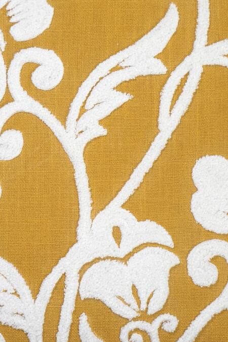 Shop_Ode & Cloe_Yellow Flower Hoop And Geometric Pattern 5 Pcs Cushion Covers_Online_at_Aza_Fashions