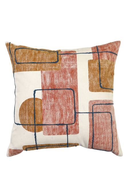 Buy_Ode & Cloe_Yellow Flower Hoop And Geometric Pattern 5 Pcs Cushion Covers