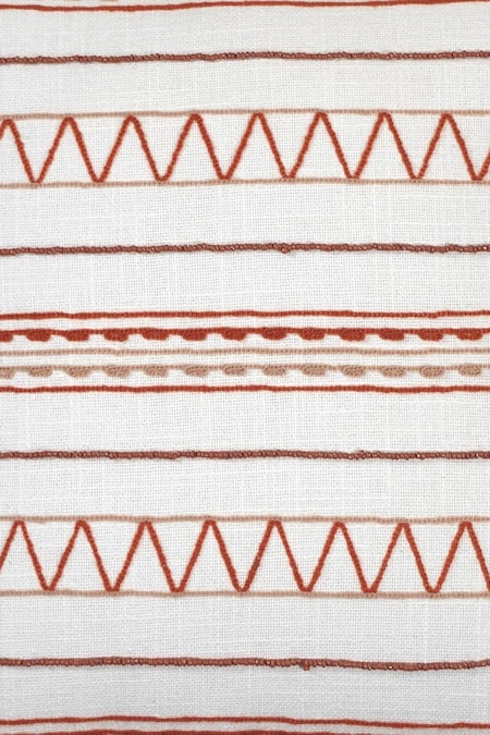 Ode & Cloe_Orange Cotton Aari, Embroidered, Tribal Pattern, And 5 Pcs Cushion Covers_Online_at_Aza_Fashions