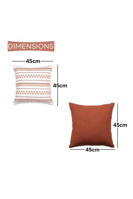 Buy_Ode & Cloe_Orange Cotton Aari, Embroidered, Tribal Pattern, And 5 Pcs Cushion Covers