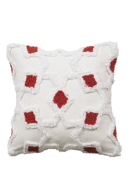 Buy Ode & Cloe Orange Cotton Embroidered, Tufted, Geometric Quilted And 5 Pcs Cushion Covers Online at Aza Fashions Buy_Ode & Cloe_Orange Cotton Embroidered, Tufted, Geometric Quilted And 5 Pcs Cushion Covers_Online_at_Aza_Fashions