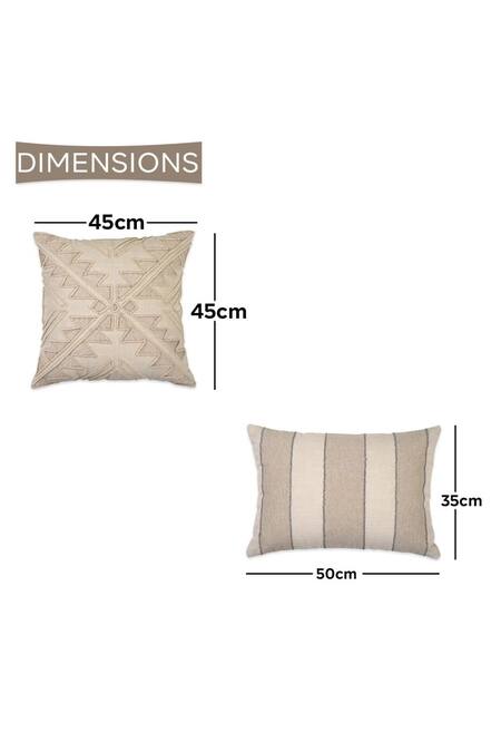 Ode & Cloe_Off White Cotton Shaneel Thread And Chicken Embroidery, & 5 Pcs Cushion Covers_Online_at_Aza_Fashions