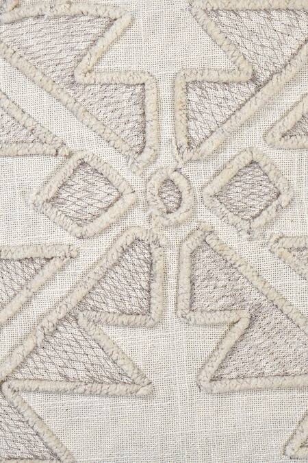 Buy_Ode & Cloe_Off White Cotton Shaneel Thread And Chicken Embroidery, & 5 Pcs Cushion Covers_Online_at_Aza_Fashions