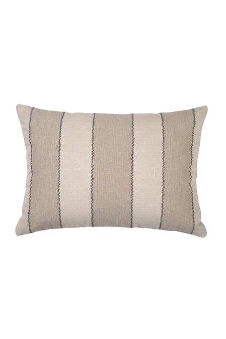 Ode & Cloe_Off White Cotton Shaneel Thread And Chicken Embroidery, & 5 Pcs Cushion Covers_at_Aza_Fashions