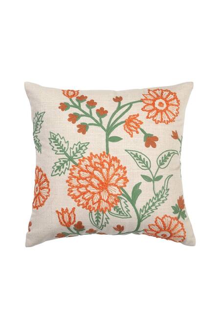 Shop Ode & Cloe Beige Cotton Chikankari, Aari, Shaneel Dori Work 5 Pcs Cushion Covers at Aza Fashions Shop_Ode & Cloe_Beige Cotton Chikankari, Aari, Shaneel Dori Work 5 Pcs Cushion Covers_at_Aza_Fashions