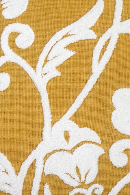Shop_Ode & Cloe_Yellow Cotton Hoop Colorblock Embroidered 5 Pcs Cushion Covers_Online_at_Aza_Fashions