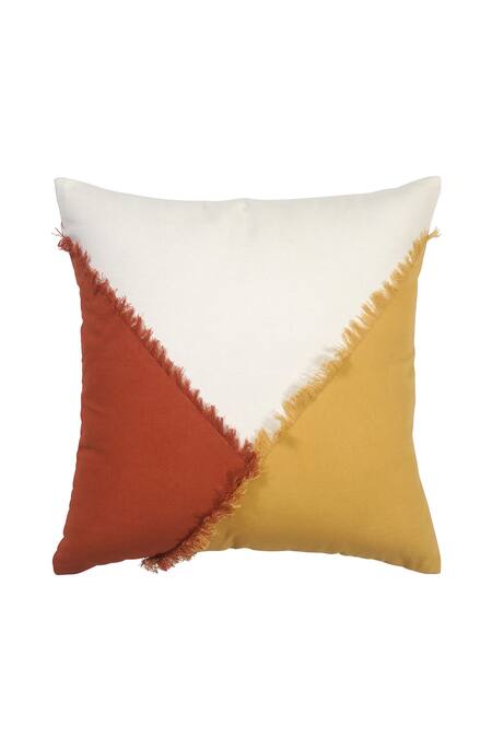 Ode & Cloe_Yellow Cotton Hoop Colorblock Embroidered 5 Pcs Cushion Covers_at_Aza_Fashions
