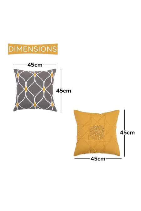 Shop Ode & Cloe Grey Cotton Acrylic Thread, Sequin And Cut Dana Embroidered Cushion Cover Set Online at Aza Fashions Shop_Ode & Cloe_Grey Cotton Acrylic Thread, Sequin And Cut Dana Embroidered Cushion Cover Set_Online_at_Aza_Fashions