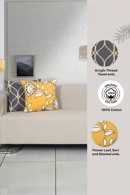 Buy_Ode & Cloe_Grey Cotton Acrylic Thread Embroidered Work Cushion Cover Set_Online_at_Aza_Fashions