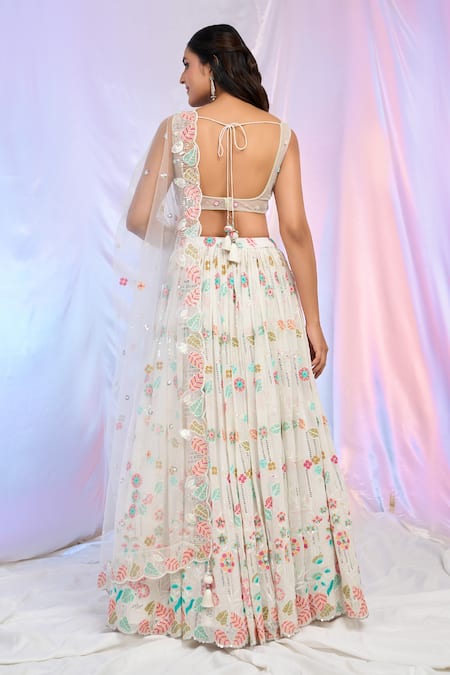 Ariyana By Aza Flower Sequin Embroidered Lehenga Set 