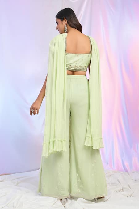 Aariyana Couture Floral Embroidered Draped Palazzo Set 