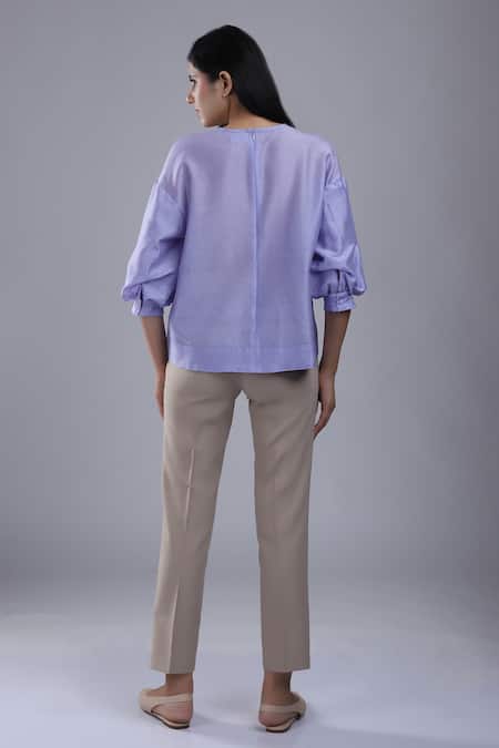 Dhi Puff Sleeve Chanderi T-shirt 