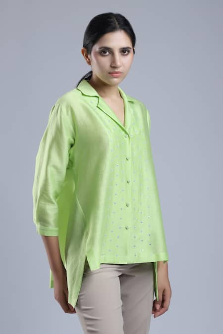 DHI Embroidered Chanderi Shirt 