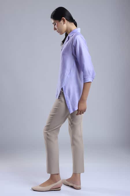 Dhi French Knots Embroidered Chanderi Shirt 