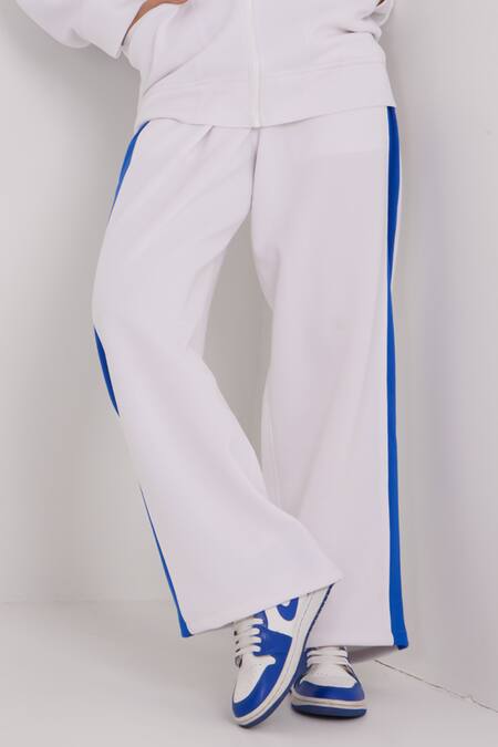 Buy_Dawn And Dusk_White High Neck Colour Block Designer Tracksuit Set_Online_at_Aza_Fashions