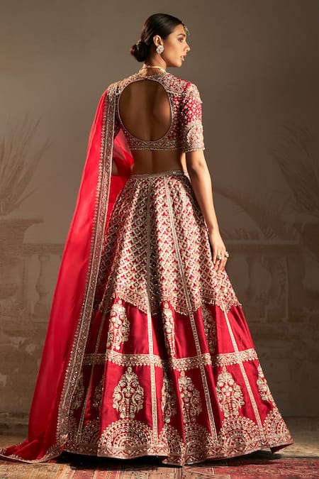 Ridhi Mehra Rani Zardozi Floral Jaal Embroidered Bridal Lehenga Set 