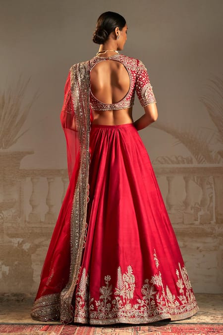 Ridhi Mehra Moga Zardozi Floral Blossom Embroidered Lehenga Set 