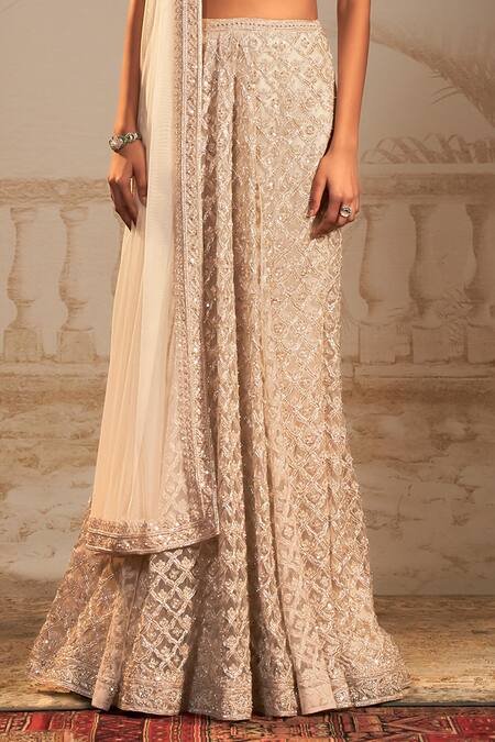 Buy_Ridhi Mehra_Ivory Net Embellished Floral U Neck Shehnai Skirt Saree Set  _Online_at_Aza_Fashions