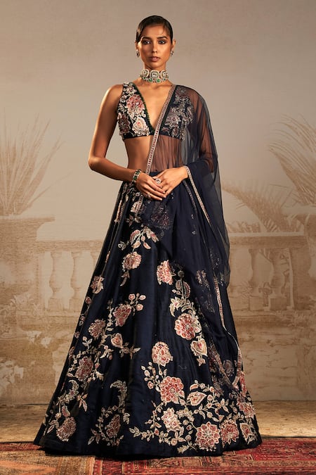 Ridhi Mehra Saanjh Raw Silk Embroidered Lehenga Set 