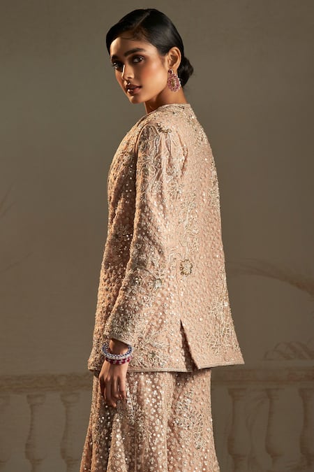 Ridhi Mehra Floral Embroidered Jacket Flared Pant Set 