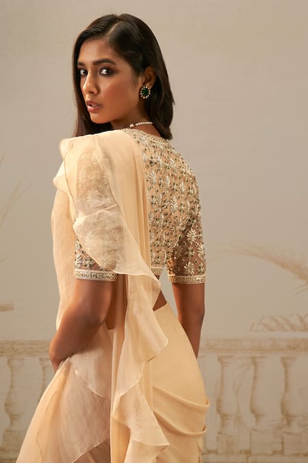 Ridhi Mehra Sneh Ruffle Pre-Draped Saree With Blouse 