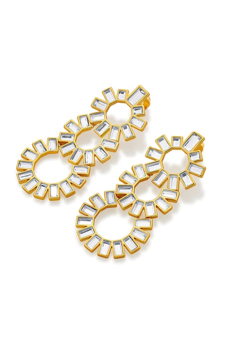 Isharya Gold Plated Mirrors Disco Chandelier Earrings Online at Aza Fashions Isharya_Gold Plated Mirrors Disco Chandelier Earrings _Online_at_Aza_Fashions