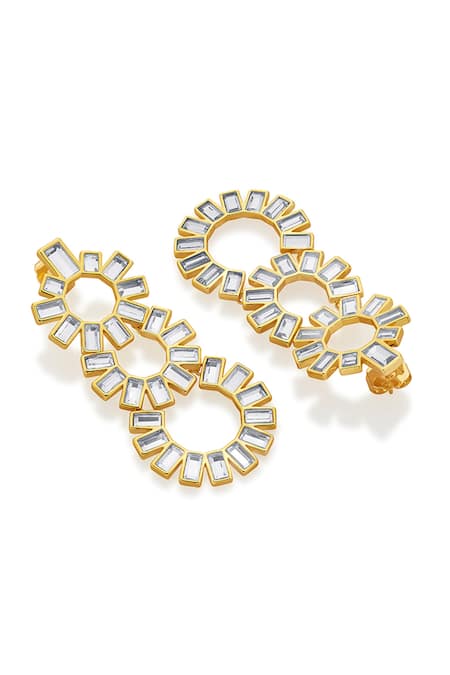 Buy Isharya Gold Plated Mirrors Disco Chandelier Earrings Online at Aza Fashions Buy_Isharya_Gold Plated Mirrors Disco Chandelier Earrings _Online_at_Aza_Fashions