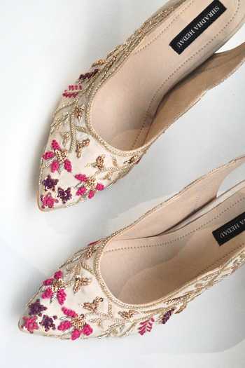Shradha Hedau Footwear Couture Gold Sequins, Beads Alora Embroidered Heels Online at Aza Fashions Shradha Hedau Footwear Couture_Gold Sequins, Beads Alora Embroidered Heels _Online_at_Aza_Fashions