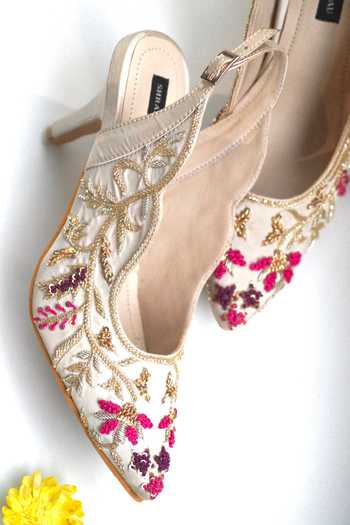 Buy Shradha Hedau Footwear Couture Gold Sequins, Beads Alora Embroidered Heels Online at Aza Fashions Buy_Shradha Hedau Footwear Couture_Gold Sequins, Beads Alora Embroidered Heels _Online_at_Aza_Fashions