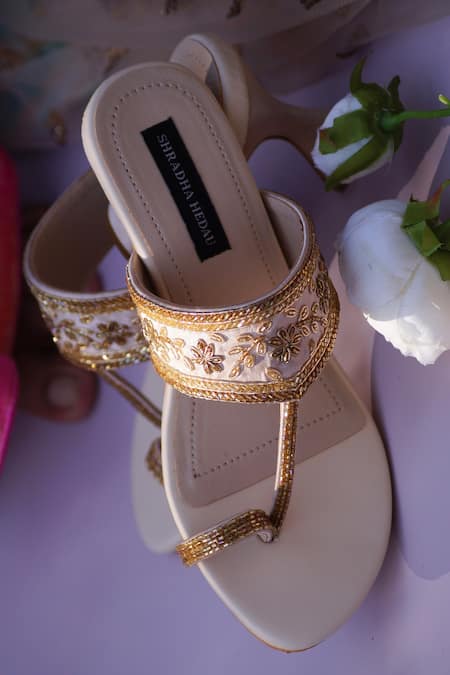 Shradha Hedau Footwear Couture Marlene Crystal Embroidered Strap Heels 
