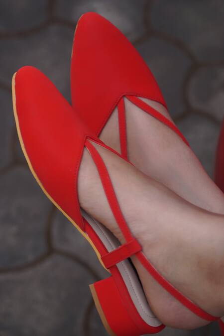 Shradha Hedau Footwear Couture_Red Plain Charolette Heels _Online_at_Aza_Fashions