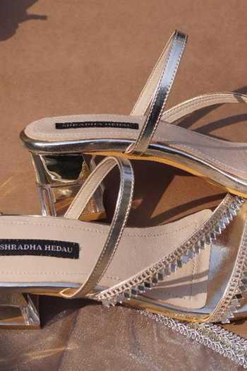 Shradha Hedau Footwear Couture_Gold Mirrors Bonnie Strap Heels _Online_at_Aza_Fashions
