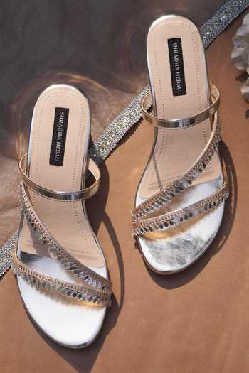 Buy_Shradha Hedau Footwear Couture_Gold Mirrors Bonnie Strap Heels _Online_at_Aza_Fashions