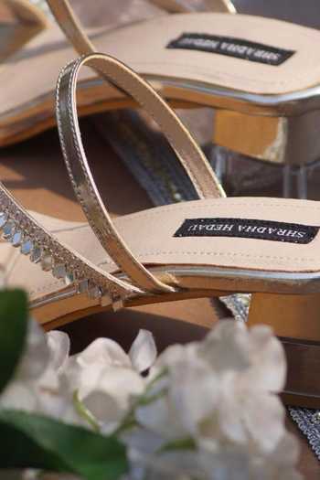 Shradha Hedau Footwear Couture_Gold Mirrors Bonnie Strap Heels _at_Aza_Fashions