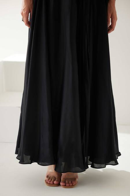 Shop Wear Jaja Black Modal One Shoulder Solid Side Slit Dress Online at Aza Fashions Shop_Wear Jaja_Black Modal One Shoulder Solid Side Slit Dress_Online_at_Aza_Fashions