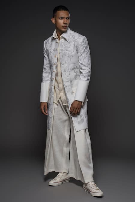 Buy Balance By Rohit Bal White Silk Embroidery Floral Blossom Print Jacket Online at Aza Fashions Buy_Balance By Rohit Bal_White Silk Embroidery Floral Blossom Print Jacket _Online_at_Aza_Fashions