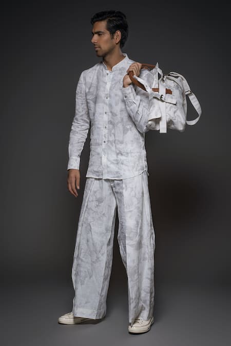 Balance By Rohit Bal Linen Floral Print Shirt 