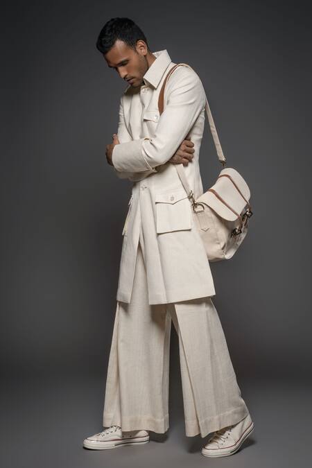 Buy Balance By Rohit Bal White Handloom Cotton Long Jacket Online at Aza Fashions Buy_Balance By Rohit Bal_White Handloom Cotton Long Jacket _Online_at_Aza_Fashions