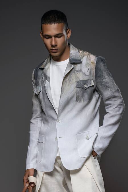Buy Balance By Rohit Bal Grey Linen Abstract Print Jacket Online at Aza Fashions Buy_Balance By Rohit Bal_Grey Linen Abstract Print Jacket _Online_at_Aza_Fashions