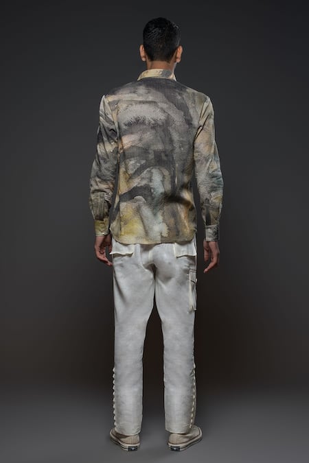 Shop Balance By Rohit Bal Grey Voile Abstract Print Shirt at Aza Fashions Shop_Balance By Rohit Bal_Grey Voile Abstract Print Shirt _at_Aza_Fashions